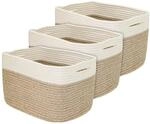 HMF 39010-37CM-80 Aufbewahrungskorb Versteckten Griffen 3er Set Korb Baumwolle...