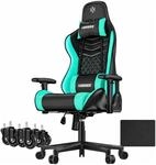 KESSER Gaming Stuhl Ergonomisch mit Kopfst&uuml;tze 150 kg Belastbar Schwarz T&uuml;rkis