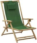 vidaXL Relaxstuhl Verstellbar Gr&uuml;n Bambus und Stoff 313027