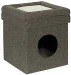 Relaxdays Katzenh&ouml;hle MDF Grau Wei&szlig; mit Dach Faltbar 44 cm x 38 cm x 38 cm 3,2 kg