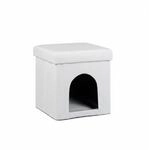 Relaxdays Hundebox Sitzhocker Kunstleder Wei&szlig; Faltbar Belastbar bis 300 kg 38 cm x