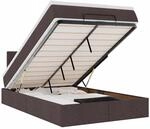 vidaXL Ottoman-Bett mit Matratze & LEDs Dunkelbraun 120x190 cm Stoff 3312211