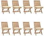 vidaXL Klappbare Gartenst&uuml;hle mit Kissen 8 Stk Massivholz Teak 3072863
