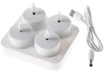 Marelida LED Teelichter 4 St&uuml;ck Mit Ladestation USB Wiederaufladbar D 4cm Flackernd
