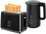 HOMCOM Wasserkocher-Toaster-Set Kunststoff Edelstahl 21,5L x 15,5B x 25,1H cm Schwarz
