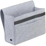 Relaxdays Betttasche Filz Hellgrau mit Klettverschluss 27 cm x 31,5 cm x 11,5 cm 230