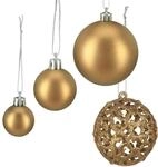 Relaxdays Weihnachtskugeln im 50er Set Polystyrol Gold Gl&auml;nzend Matt Glitzernd