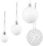 Relaxdays Weihnachtskugeln im 50er Set Polystyrol Wei&szlig; Gl&auml;nzend Matt Glitzernd