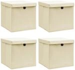 vidaXL Aufbewahrungsboxen mit Deckel 4 Stk Creme 32x32x32 cm Stoff 288358