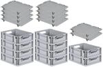 PROREGAL SparSet 10x Eurobox NextGen Grip mit Auflagedeckel mit 4 Schwarzen