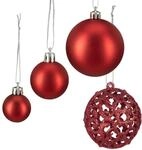 Relaxdays Weihnachtskugeln im 50er Set Polystyrol Rot Gl&auml;nzend Matt Glitzernd