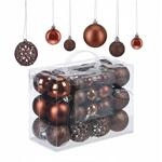 Relaxdays Weihnachtskugeln im 50er Set Polystyrol Braun Gl&auml;nzend Matt Glitzernd