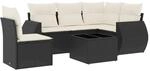 vidaXL 6-Tlg Garten-Sofagarnitur mit Kissen Schwarz Poly Rattan 3253713