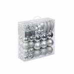 Relaxdays Weihnachtskugeln Kunststoff Silber 110er Set Bruchsicher 36 cm x 36 cm x 12