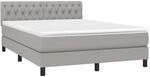 vidaXL Boxspringbett mit Matratze & LED Hellgrau 140x190 cm Stoff 3133389