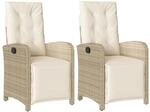 vidaXL Gartensessel mit Fu&szlig;teil 2 Stk Verstellbar Beige Poly Rattan 365196