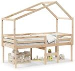 vidaXL Hochbett mit Dach 80x200 cm Massivholz Kiefer2104780