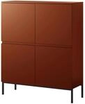 Selsey Highboard Bemmi 100 cm Ziegelrot mit Schwarzen Beinen