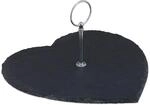 Relaxdays Schieferplatte Schiefer Anthrazit Herzform mit Metallhenkel 12,5 cm x 25 cm