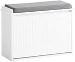 SoBuy Schuhkipper Schuhschrank mit Klappe Schuhbank Holz Wei&szlig; FSR98-W
