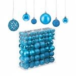 Relaxdays Weihnachtskugeln Kunststoff Petrol 150er Set 4 cm bis 7 cm