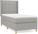 vidaXL Boxspringbett mit Matratze Hellgrau 90x200 cm Stoff1380082