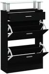 vidaXL Schuhschrank Schwarz 63x24x104 cm Holzwerkstoff 342564