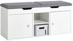 SoBuy Sitzbank mit 2 Sitzkissen und Stauraum PB Wei&szlig; FSR96-W