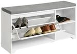 SoBuy Schuhkipper mit 1 Klappe und 2 Offenen F&auml;chern MDF Wei&szlig; FSR119-W
