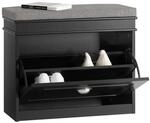 SoBuy Schuhkipper mit Sitzkissen und Klappe MDF Schwarz FSR82-K-SCH