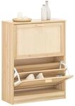 SoBuy Schuhkipper mit 2 Klappen Schuhschrank Schuhkommode Natur FSR160-N