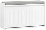 SoBuy Schuhbank Schmal mit Klappe Garderobenbank mit Sitzkissen Wei&szlig; FSR98-L-W