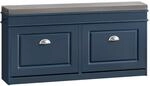 SoBuy Schuhbank Schmal mit 2 Klappen Garderobenbank mit Sitzkissen Blau FSR64-B