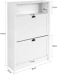 SoBuy Schuhkipper Schuhschrank mit 2 Klappen Schuhregal Wei&szlig; 80cm FSR87-W