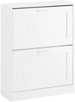 SoBuy Schuhkipper Schmal Schuhschrank mit 2 Klappen f&uuml;r Diele Flur FSR137-W