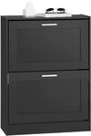SoBuy Schuhschrank mit 2 Klappen Schuhkommode Schuhregal Schmal 60x80x25cm Schwarz