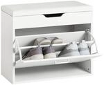 SoBuy Schuhbank mit Sitzkissen und 1 Klappe PB Wei&szlig; FSR95-W