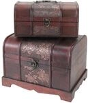 HMF 6411700 Schatztruhe Schatzkiste Holztruhe 2er Set Versch Gr&ouml;&szlig;en Japan