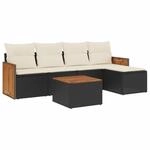 vidaXL 6-Tlg Garten-Sofagarnitur mit Kissen Schwarz Poly Rattan 3260005