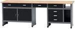 K&uuml;pper Werkbank 6 Schubladen 2 T&uuml;ren Sitzraum 84 x 240 x 60 cm Schwarz-Grau