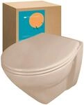 Calmwaters Wand-WC Modern Plus 6 cm Erh&ouml;ht Sp&uuml;lrandlos Set WC-Sitz