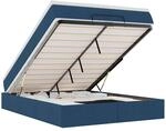vidaXL Ottoman-Bett mit Matratze Blau 140x190 cm Stoff 3311112