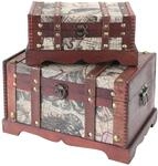 HMF 6408700 Schatztruhe Schatzkiste Holztruhe 2er Set Versch Gr&ouml;&szlig;en Amerika