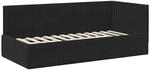 vidaXL Eckbettgestell mit Kopfteil Schwarz 90 x 200 cm Stoff 42016271