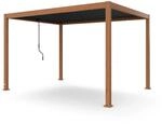 Blumfeldt LuminaHaven Pergola Gartenpavillon 3x4 m Verzinkter Holzfarbener Stahl