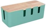 Relaxdays Kabelbox Kunststoff Holz Mint Mit Holzdeckel F&uuml;r 2 Steckdosenleisten 30,5