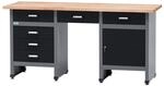 K&uuml;pper Werkbank 1-T&uuml;rig 6 Schubladen Sitzraum 84 x 170 x 60 cm Schwarz-Grau