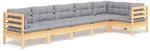 vidaXL 6-Tlg Garten-Lounge-Set mit Grauen Kissen Kiefernholz 3096393