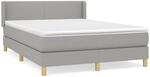 vidaXL Boxspringbett mit Matratze Hellgrau 140x190 cm Stoff 3130105