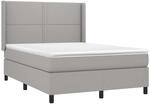 vidaXL Boxspringbett mit Matratze & LED Hellgrau 140x190 cm Stoff 3138229